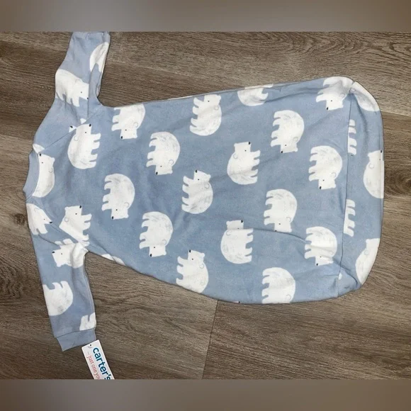 New with tags! Carter's Light Blue Polar Bear Sleep Sack size 3-6 m - Picture 2 of 4